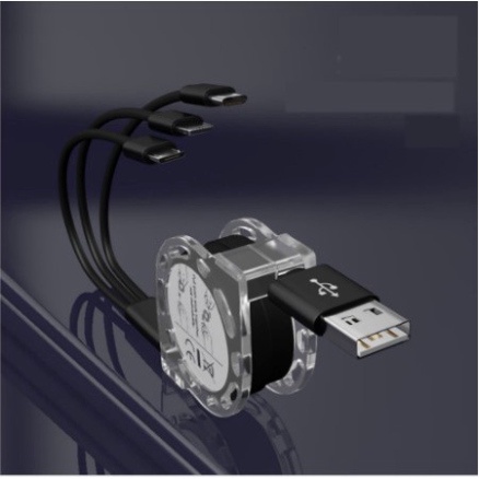 Dây Cáp Cuộn Sạc Nhanh 3 ĐẦU RÚT MicroUSB,Type C,IPDây TPE Lõi Đồng Thông Minh Siêu Bền Redminshop