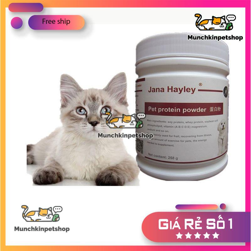 Pet Protein Powder-Tăng phom, nọng mặt mèo, bổ sung dinh dưỡng, vitamin cho chó mèo hộp 258G