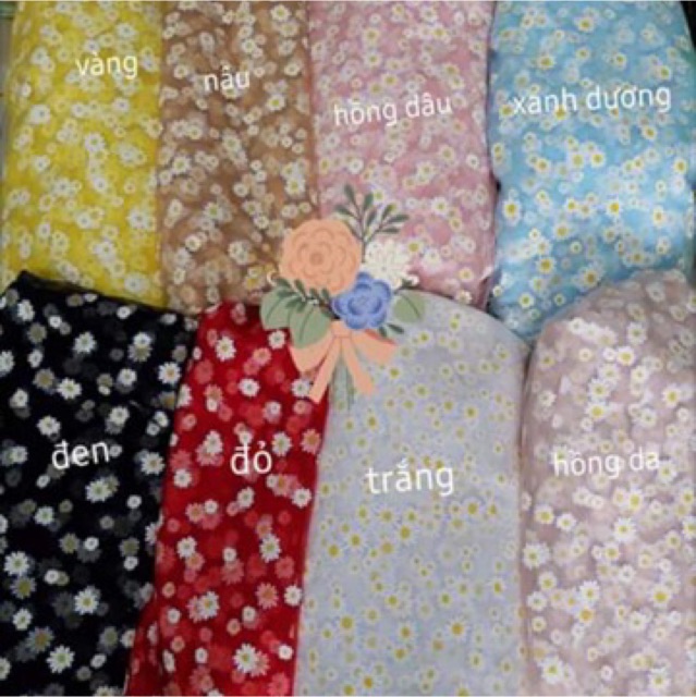 V195🌸 VẢI VOAN LƯỚI HOẠ TIẾT CÚC HOẠ MI MAY ĐỒ CHO DOLL, OBITSU, DIY, HANDMADE, QUILTING, SCRUNCHIES, DECOR