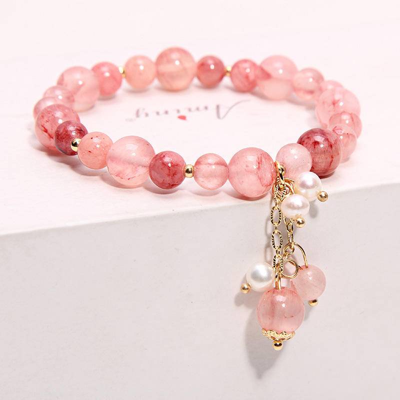 Vòng Tay ♈️  Vòng Tay May Mắn Xỏ Hạt Pha Lê Hình Hoa Đào Thời Trang Hàn Quốc Dành Cho Nữ | BigBuy360 - bigbuy360.vn