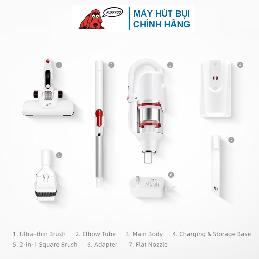 [PUPPYOO] Máy Hút Bụi Cầm Tay Không Dây PUPPYOO T10 Mix Công Suất 250W Lực Hút 17500Pa Pin 2000mAh*7cell Bảo Hành 2 Năm | BigBuy360 - bigbuy360.vn