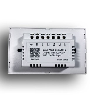 Công tắc cảm ứng [ĐIỀU KHIỂN TỪ XA] bằng điện thoại HUNONIC 4 Nút màu trắng ⚡️ WIFI + HẸN GIỜ (Công nghệ 4.0)