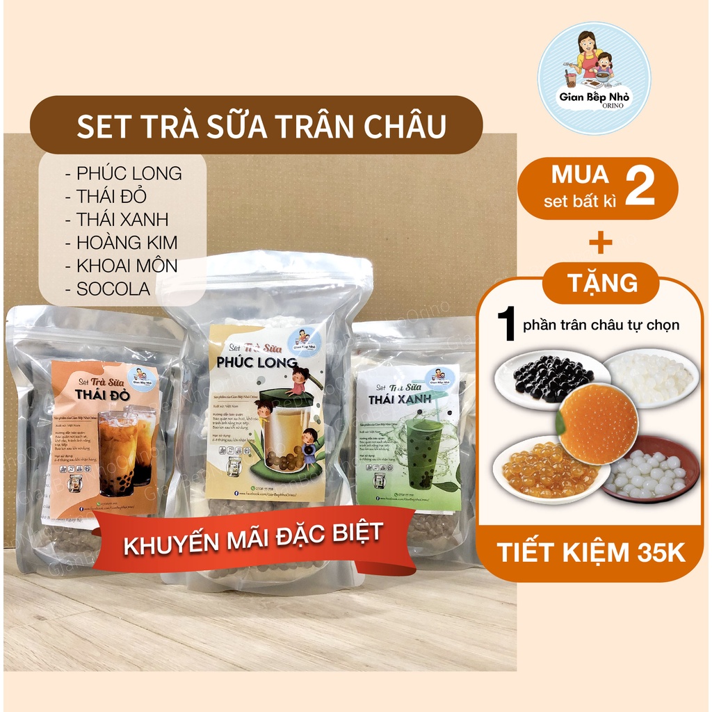 Set trà sữa tự pha thơm ngon chuẩn vị Phúc Long, Thái Xanh, Thái Đỏ (30-35 ly) - GIAN BẾP NHỎ ORINO