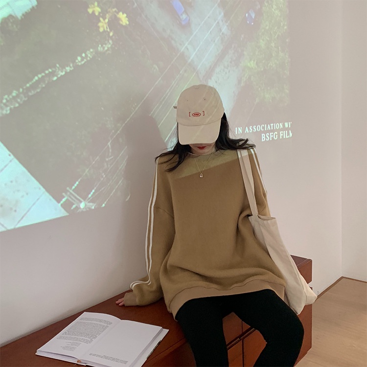 Áo Nỉ Bông Sweater nữ Màu trơn Cao cấp Form rộng Ulzzang Hàn Quốc Áo nỉ Sweater Dài tay Thu Đông Thời trang