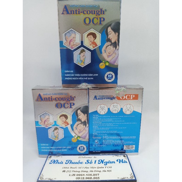 1Miếng dán giảm ho Anti-cough OCP cho người lớn và Trẻ em từ 6 tháng tuổi : giảm ho, đờm, khò khè, khó thở, nghẹt mũi