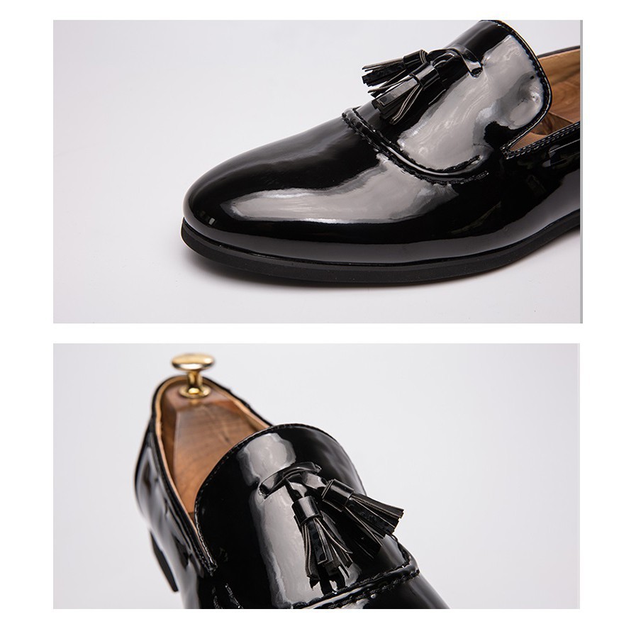 free Shining Leather Men Giày thuyền chính thức Tua Loafer Kinh doanh quý ông uy tín Uy Tín 2020