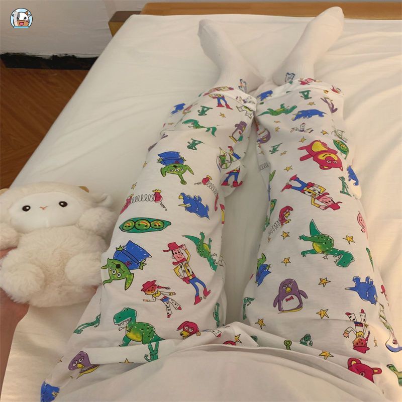 Quần Ngủ Ba Mắt Họa Tiết Stitch Hoạt Hình Phong Cách Hàn Quốc Thời Trang Xuân Thu Cho Nữ