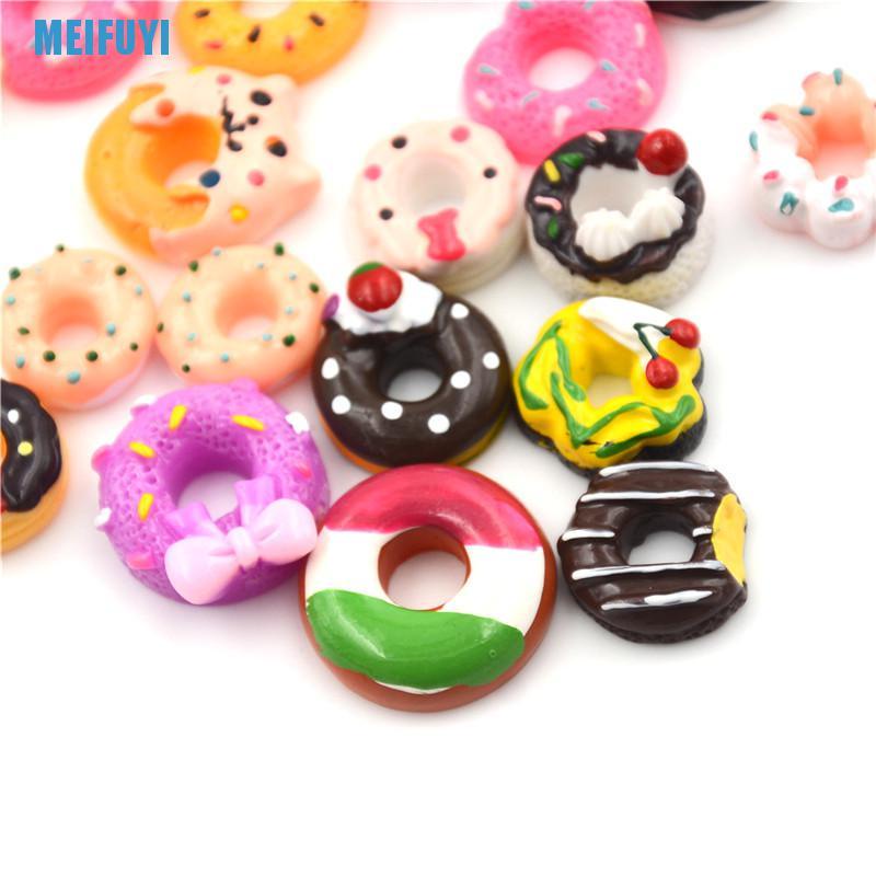 Set 10 mô hình bằng nhựa kiểu bánh donut dễ thương để trang trí nhà búp bê 439v
