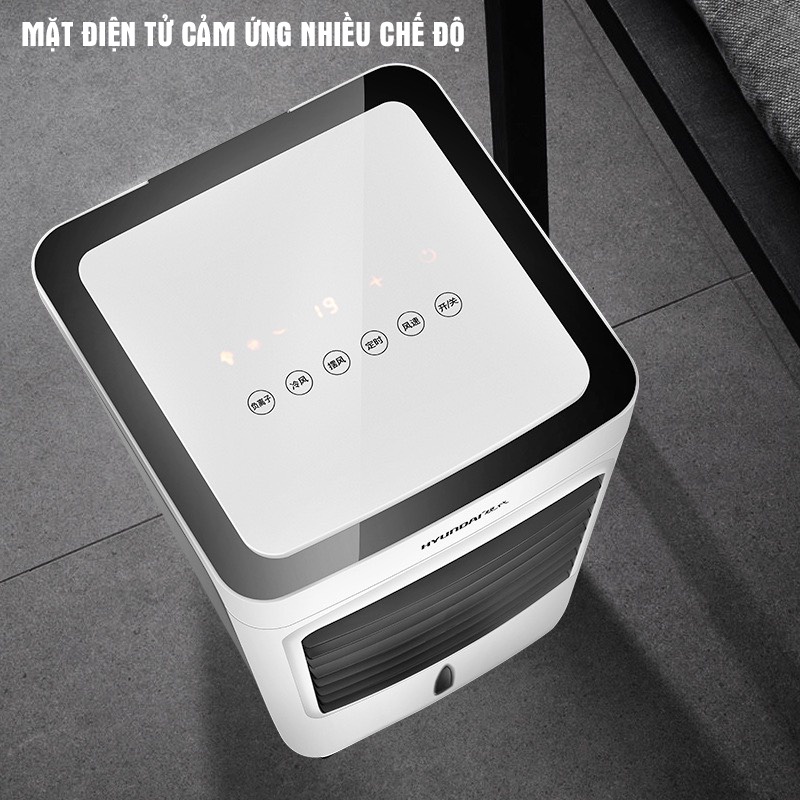 Quạt điều hòa hơi nước điều khiển từ xa Hyundai cao cấp, công suất 80W, thể tích bình nước 6L,an toàn cho hệ hô hấp \