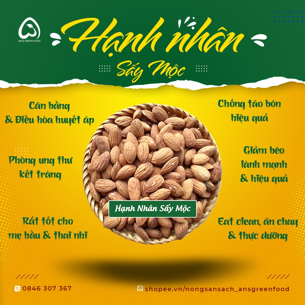Hạnh Nhân Mỹ Cao Cấp Tách Vỏ Sấy Mộc Nhập Khẩu 100% Từ Mỹ - An’s Green Food | BigBuy360 - bigbuy360.vn
