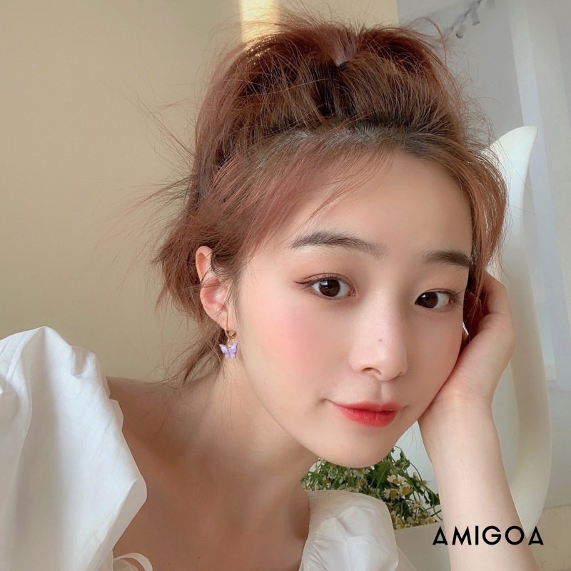 Khuyên tai mặt hình bướm tùy chọn màu sắc phong cách Hàn Quốc