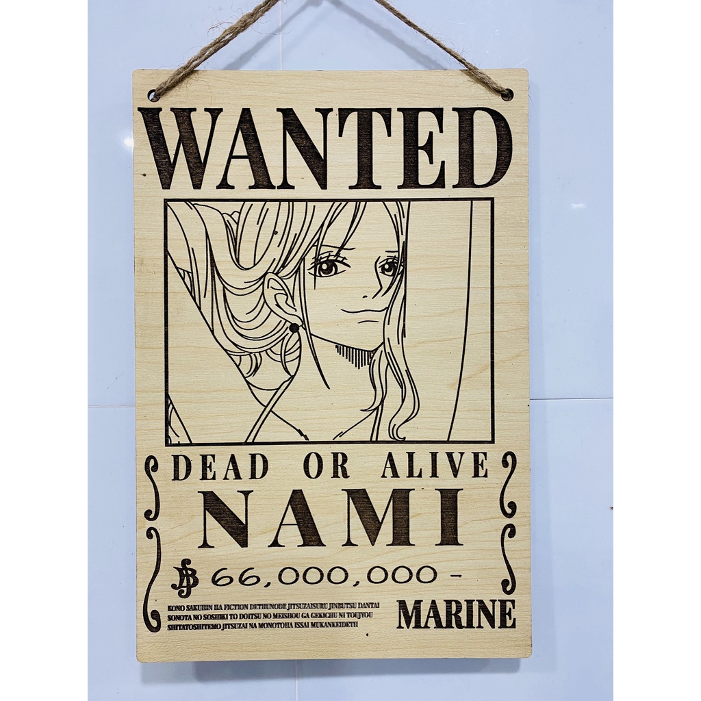 Tranh khắc Gỗ Treo Tường- tranh decor- tranh gỗ lệnh truy nã OnePiece - Vua Hải Tặc -(NAMI- USOPP-FRANKY-JINBEI)