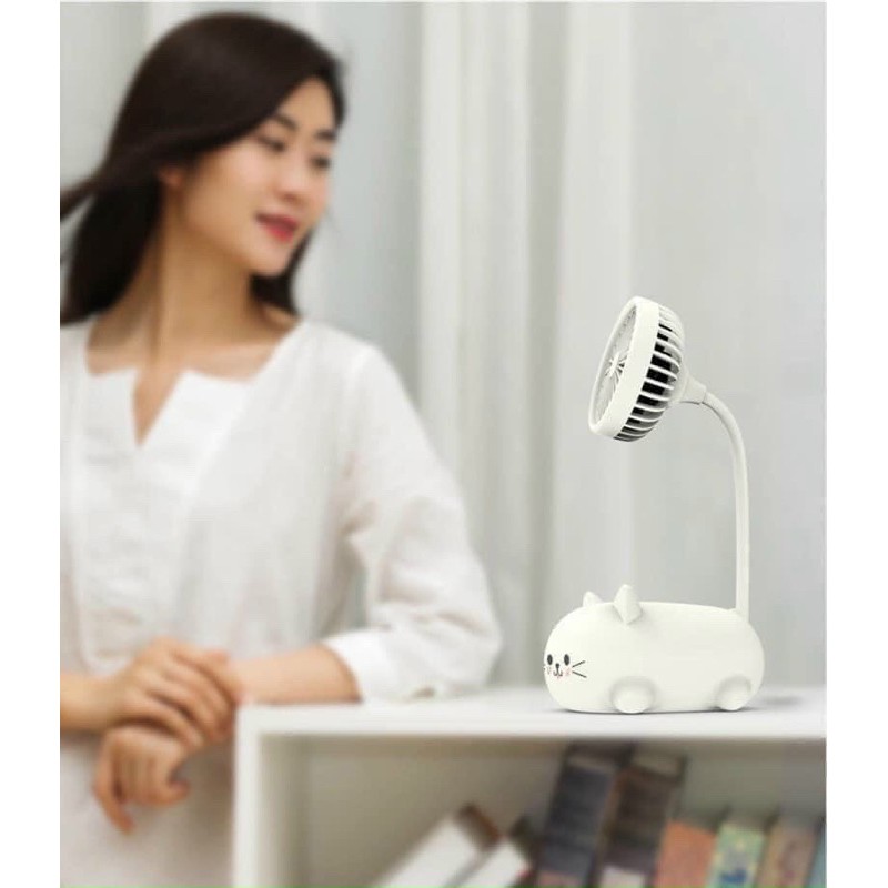 🔥Quạt để bàn Tai Thỏ cute yw909 kèm dây đeo ĐI HỌC/ĐI LÀM/DU LỊCH - Hàng Cao Cấp - SIÊU MÁT - 3 Tốc Độ