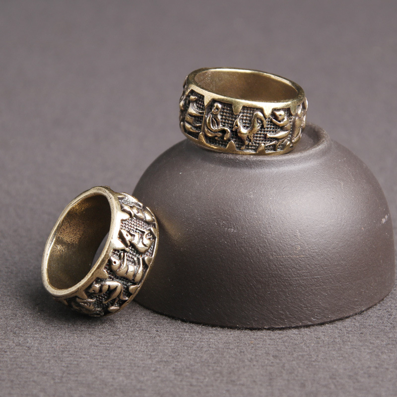 Nhẫn đeo họa tiết cung hoàng đạo bằng đồng nguyên chất thời trang