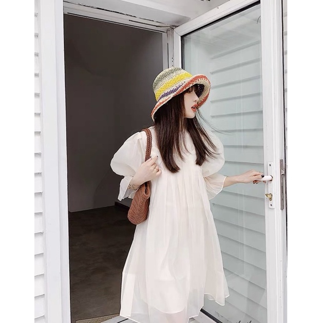 Mũ cói đan nhiều màu che nắng du lịch - Maben