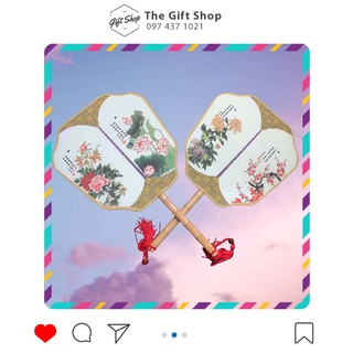 Quạt cổ trang ba tiêu thủy mặc 2 mặt khác nhau