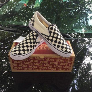 Giày lười Slipon Checkerboard màu trắng đen