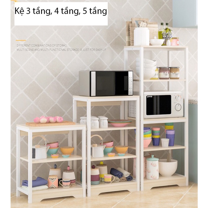 Kệ để lò vi sóng kệ bếp thông minh khung thép carbon cao cấp nhập khẩu kết hợp khay để rau củ quả có bánh xe di chuyển