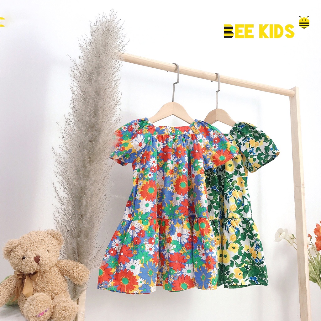 Váy bé gái dáng xoè Bee Kids - Váy hoa nhí mùa hè chất cotton thô mềm mát cho bé (2-8 Tuổi) 7DC01696CT