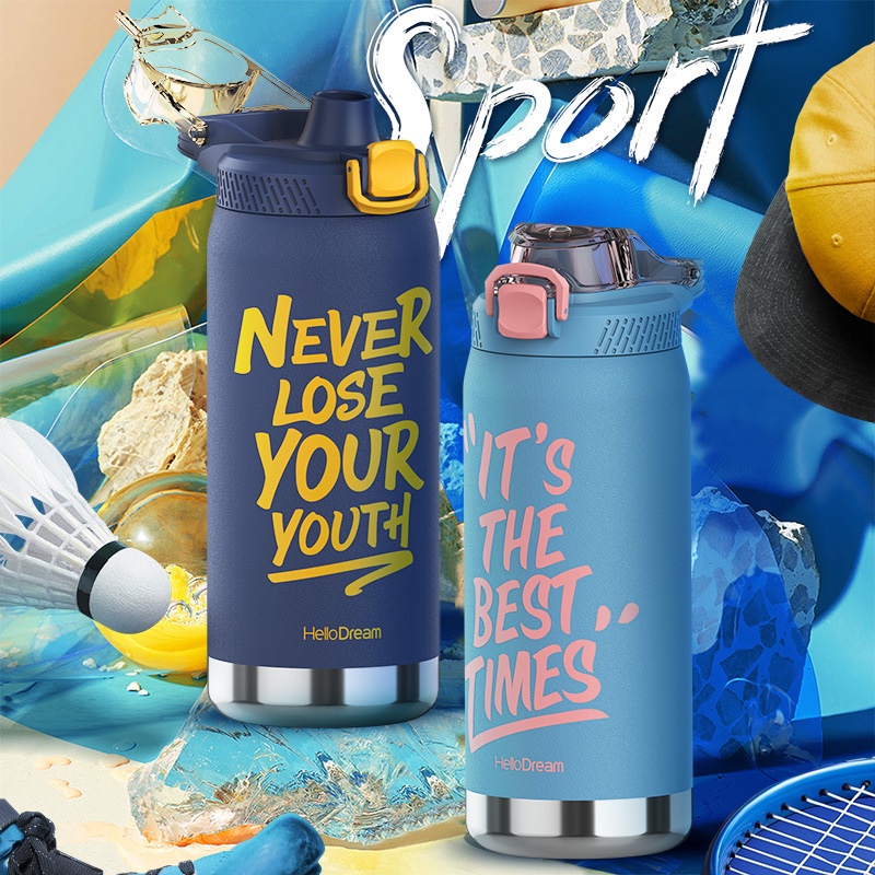 Bình giữ nhiệt thể thao1000ml chính hãng thương hiệu HELLO DREAM chất liệu 304 không gỉ đựng nước hàng ngày,tập thể thao