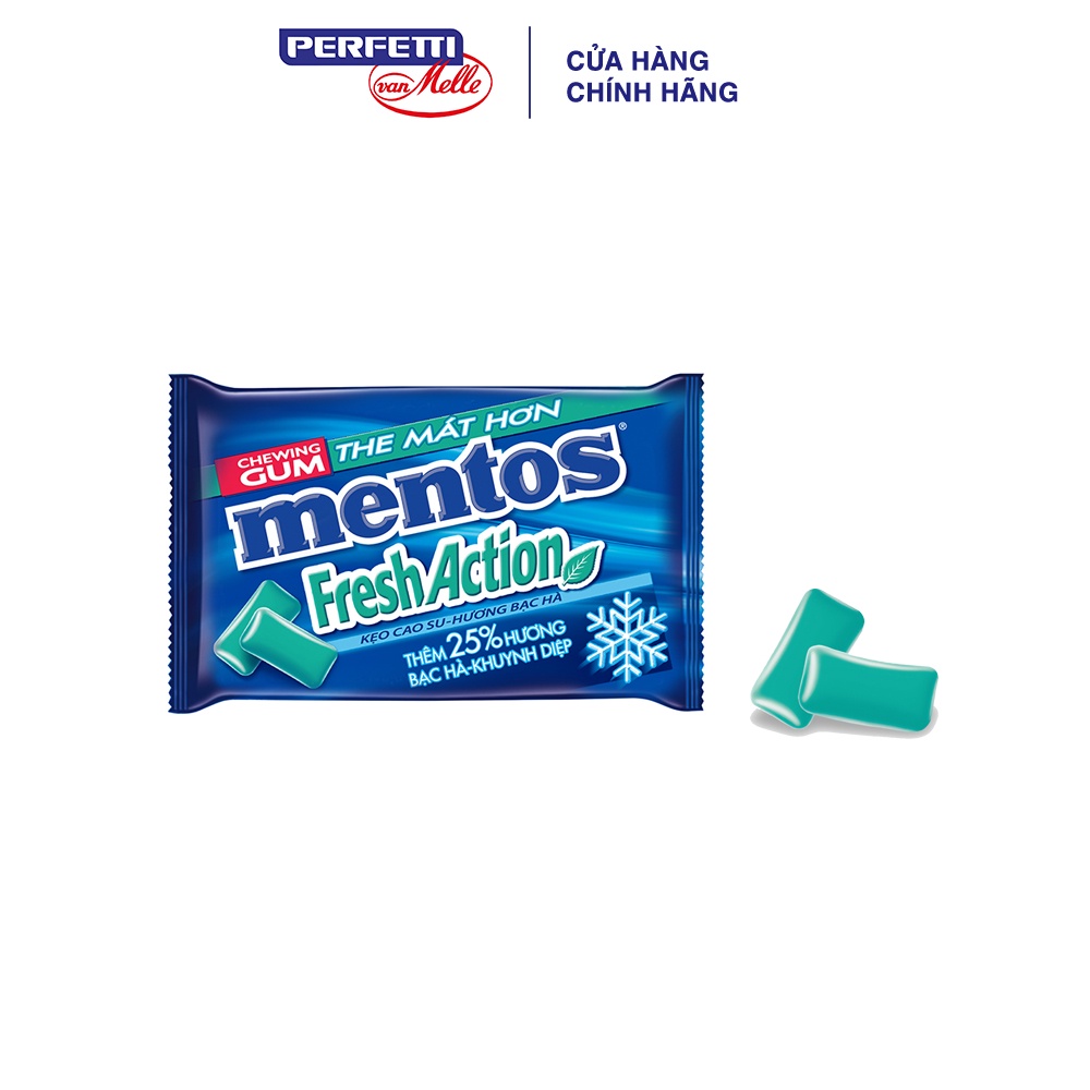 Sing gum Mentos Fresh Action hương bạc hà mạnh (hộp 15 vỉ)