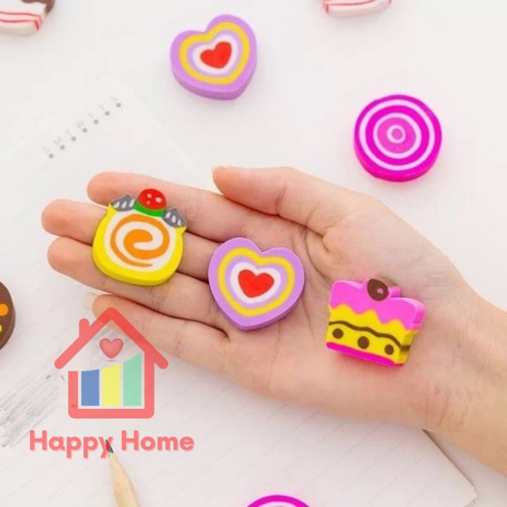 Cục gôm, tẩy bút chì hình bánh ngọt dễ thương cho bé Happy Home