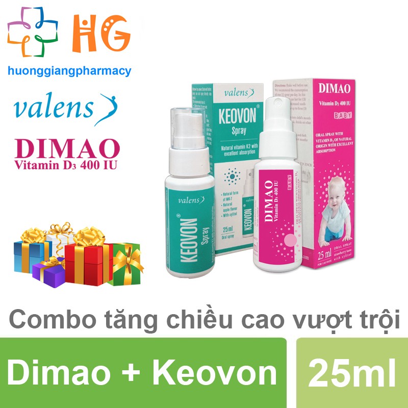 Combo Tăng chiều cao cho trẻ Dimao Vitamin D3 + Keovon Vitamin K2 (Date mới nhất, xa nhất hiện nay)