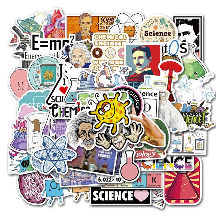 Sticker KHOA HỌC nhựa PVC không thấm nước, dán nón bảo hiểm, laptop, điện thoại, Vali, xe,  Cực COOL#35