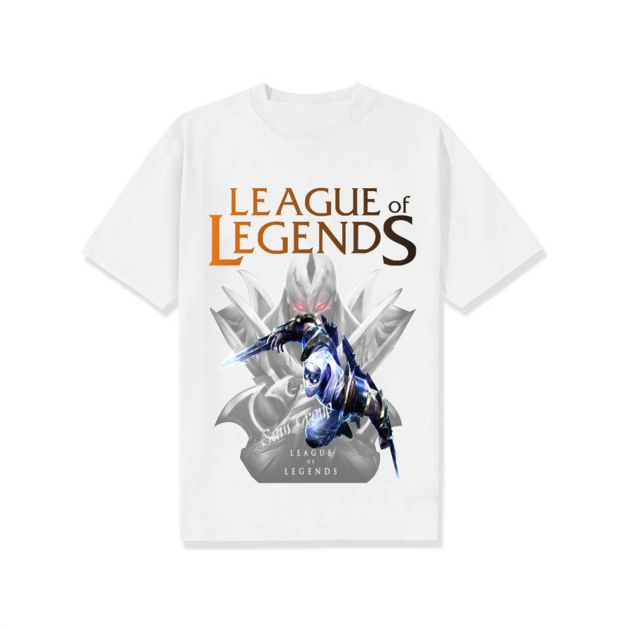 Áo Liên Minh Tốc Chiến Cổ Tròn Màu Trắng Trang Phục Zed Dành Cho Gamer