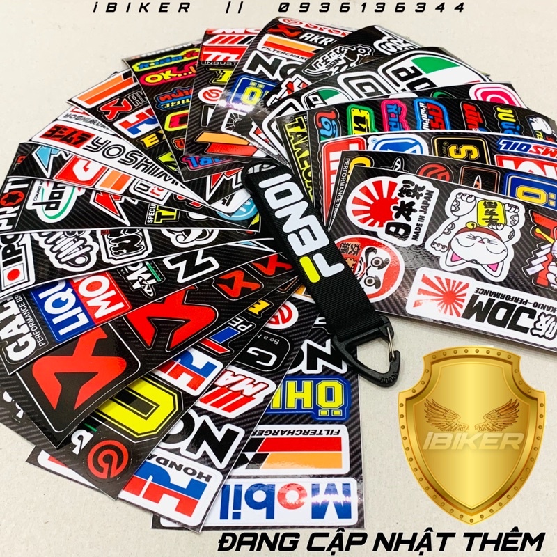 Tem decal logo sticker xe in theo set tem xe với chất liệu decal chính hãng chống thấm dán xe, mũ bảo hiểm, vali, laptop