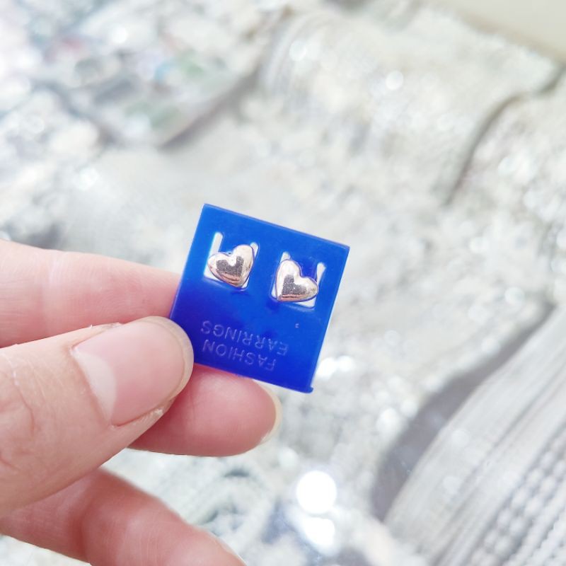 Bông tai bạc bông trái tim trơn bạc ta nhỏ xinh