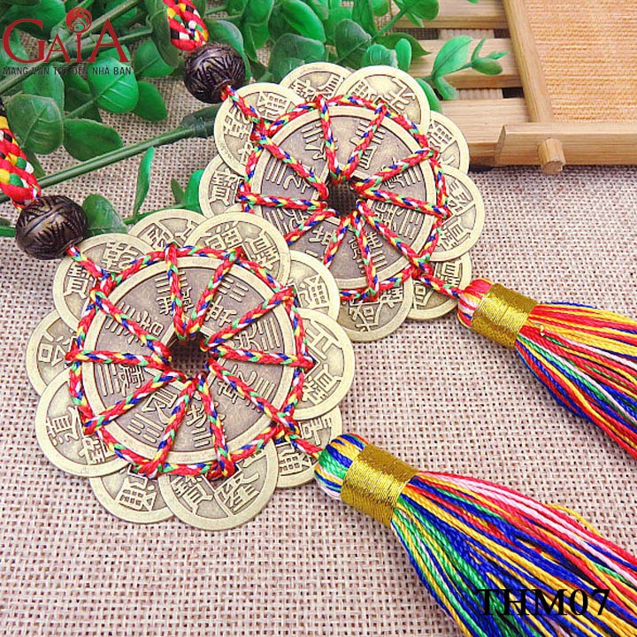 Đồng xu hoa mai thập toàn kiểu dây dệt nhiều màu may mắn THM07 | BigBuy360 - bigbuy360.vn