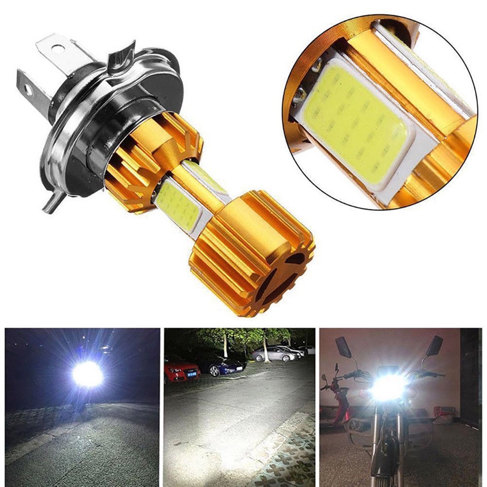 1 Đèn pha LED H4 COB siêu sáng 12V dành cho xe máy