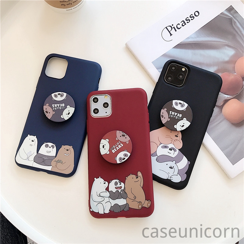 Ốp điện thoại họa tiết hoạt hình We Bare Bears kèm giá đỡ cho iPhone 11 Pro Max 6s 6 7 8 Plus 12 Pro Max iPhone XR X XS Max 12 mini | BigBuy360 - bigbuy360.vn