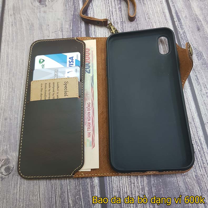 Bao da iPhone XS Max / XS da bò dạng ví cao cấp ( có dây ) | BigBuy360 - bigbuy360.vn