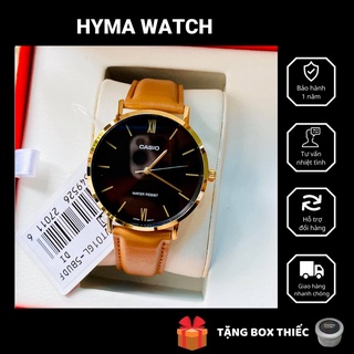 Đồng hồ nam đẹp dây da Casio MTP VT01GL-5B mặt đen chống nước Bảo hành 1 năm Hyma watch