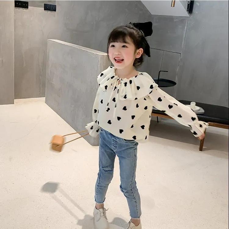 Áo Sơ Mi Chiffon Tay Dài Thời Trang Xuân Thu Cho Bé Gái