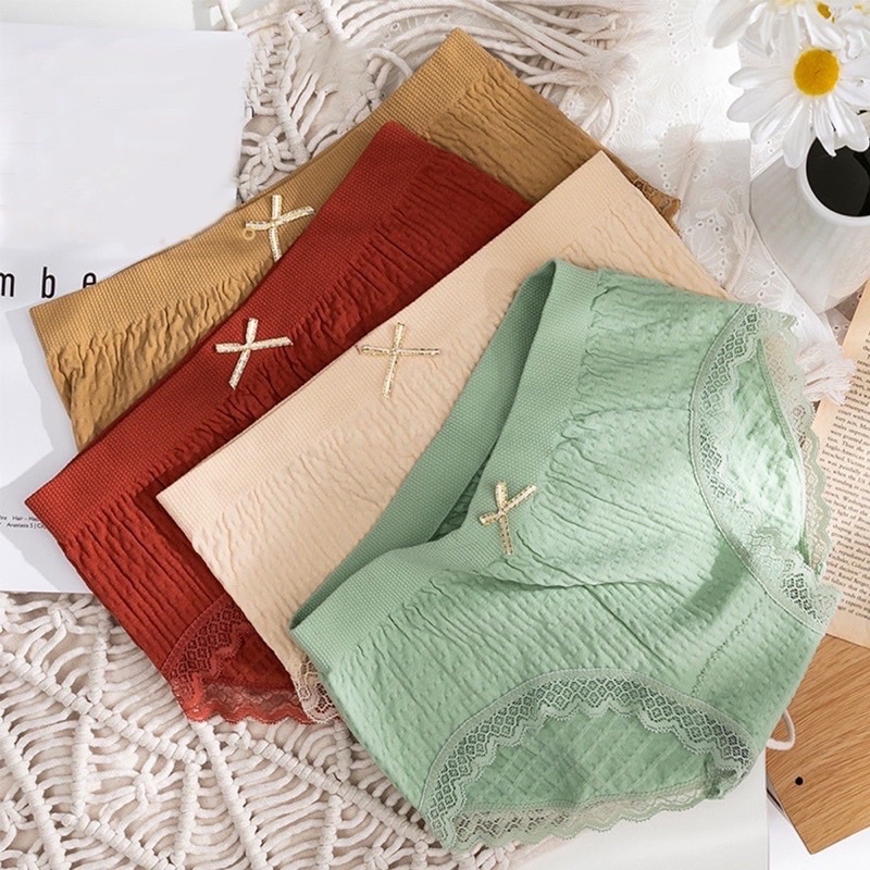 Quần Lót Nữ Cotton Đính nơ Màu Trơn Mềm Mịn Nâng mông kháng khuẩn tôn dáng