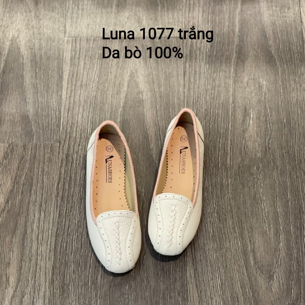 Giày bệt nữ búp bê đế bằng mềm êm chân Lunashoes (1077) mũi tròn da bò 100% bảo hành 2 năm fullbox