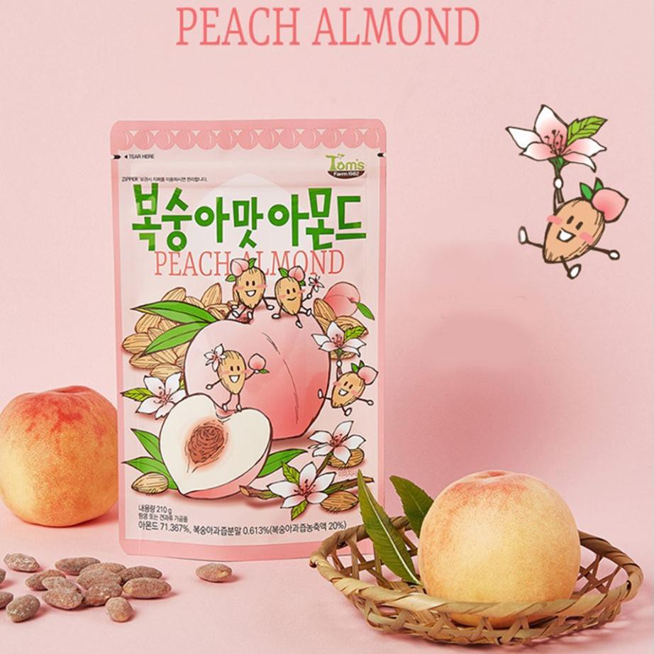 Hạnh nhân tẩm vị Đào Tom's Farm - Gói 210g