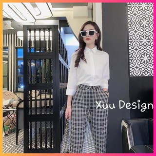Áo sơ mi nữ trắng công sở moonmy sơ mi giấu cúc [ smk1)