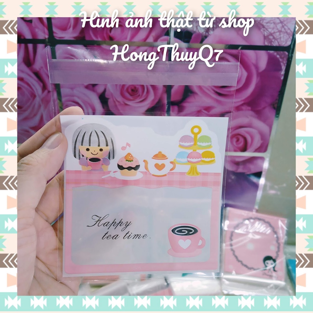 Túi bóng kính 10x10+3cm đựng mỹ phẩm, bông tẩy trang, trang sức, quà tặng, bánh kẹo so cute /10.1/- HongThuyQ7