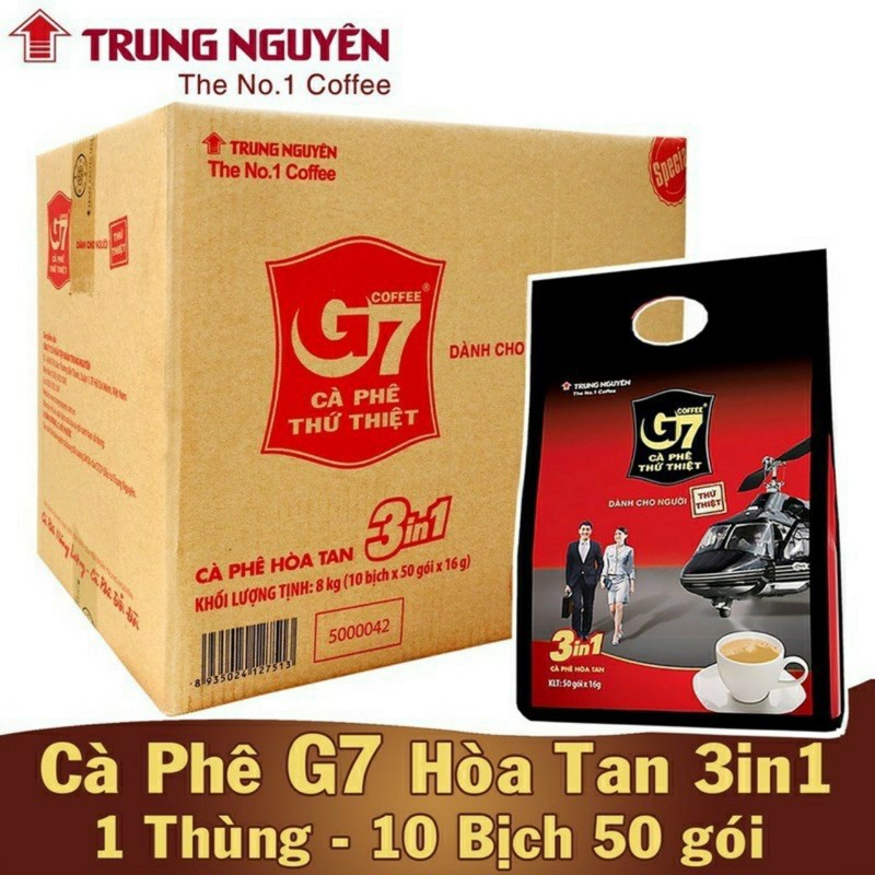 [COMBO 10 bịch/thùng] Cà phê G7 bịch 50 gói 800g