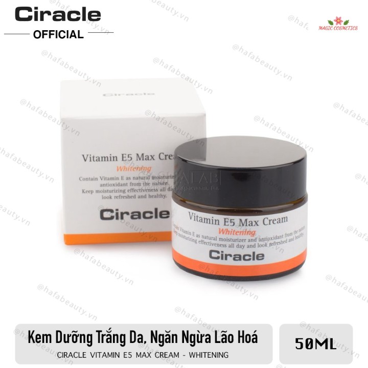 [Mã giảm giá] Kem dưỡng trắng phục hồi da CIRACLE Vitamin E5 Max Cream 50ml