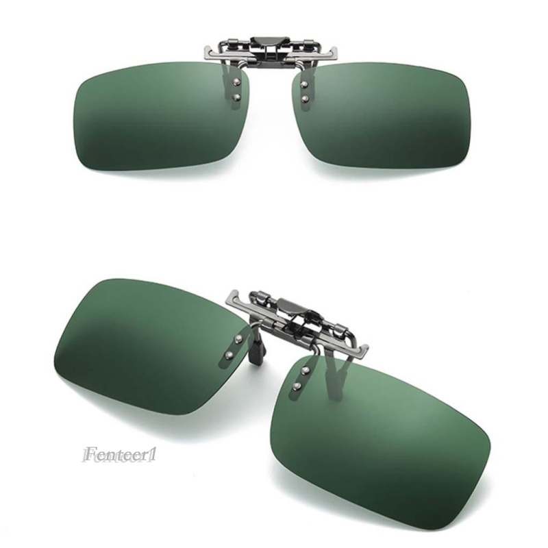 [FENTEER1]Polarized Clip On Flip Up UV400 Lens Driving Myopia Sunglasses Silver