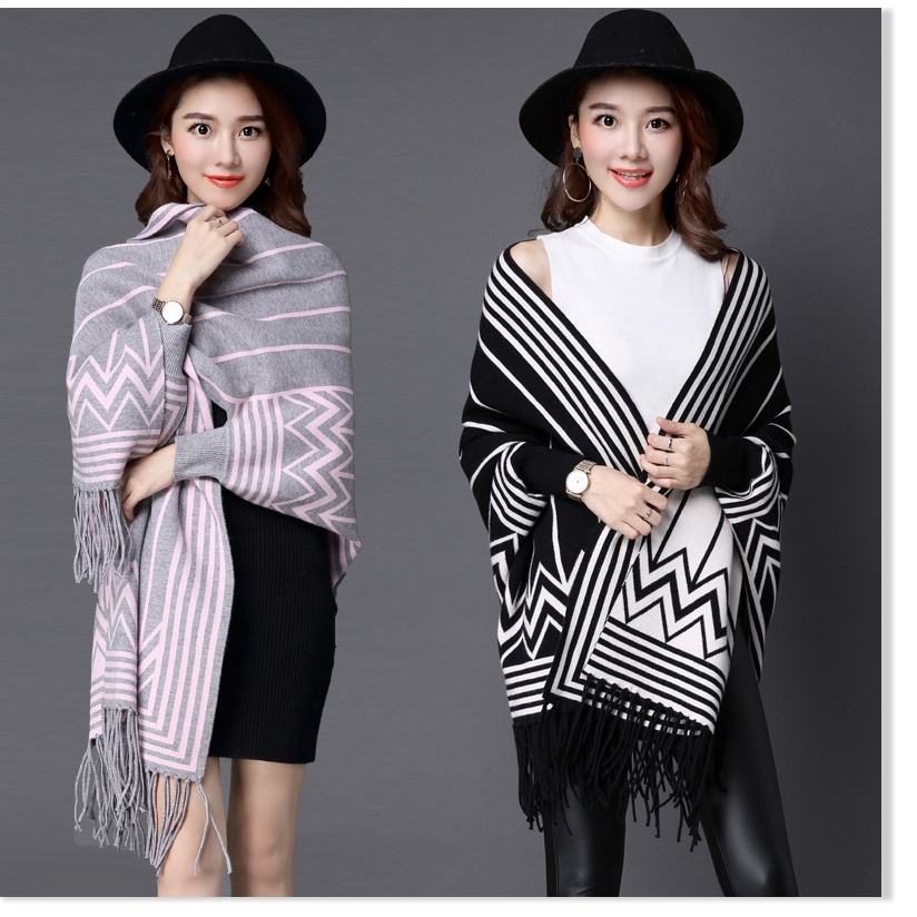Áo len nữ đẹp, Áo khoác len nữ dáng khăn cao cấp, Chất len dày mềm mịn ấm áp 29