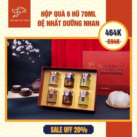 Hộp quà 6 hũ 03 vị Đệ Nhất Dưỡng Nhan - Đông trùng, Quý phi, Saffron (70ml)