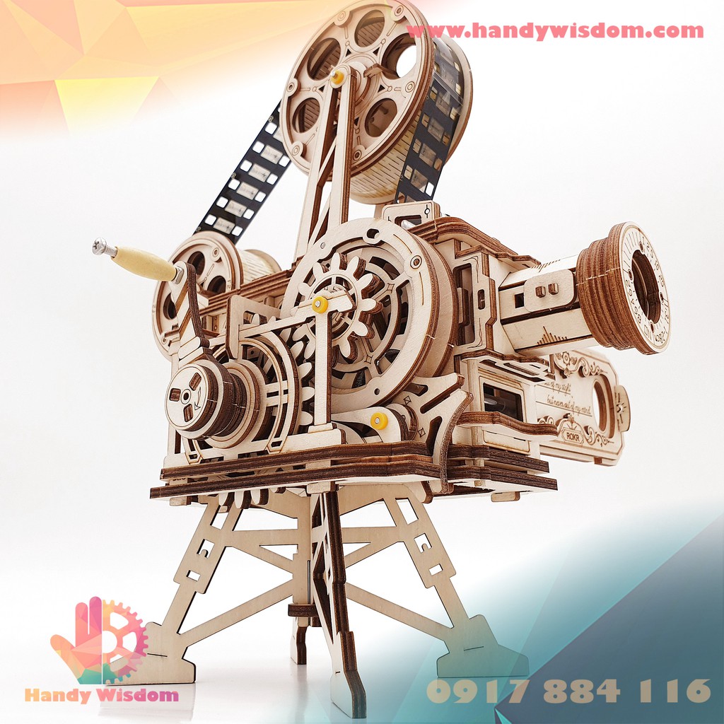 Mô hình gỗ chuyển động - Máy chiếu phim cổ điển - Robotime Vitascope LK601