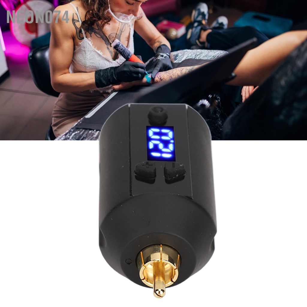 Neon074 Nguồn điện hình xăm 3‑12V USB Sạc không dây 1500mAh Giao diện RCA Pin bút