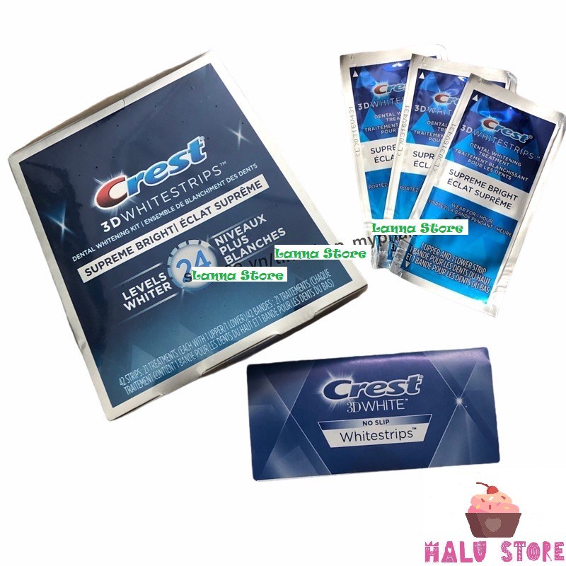 Combo 14 miếng (7 gói/7 ngày) dán trắng răng Crest 3D White Whitestrips loại Supreme Flexfit (Bright) - Mỹ